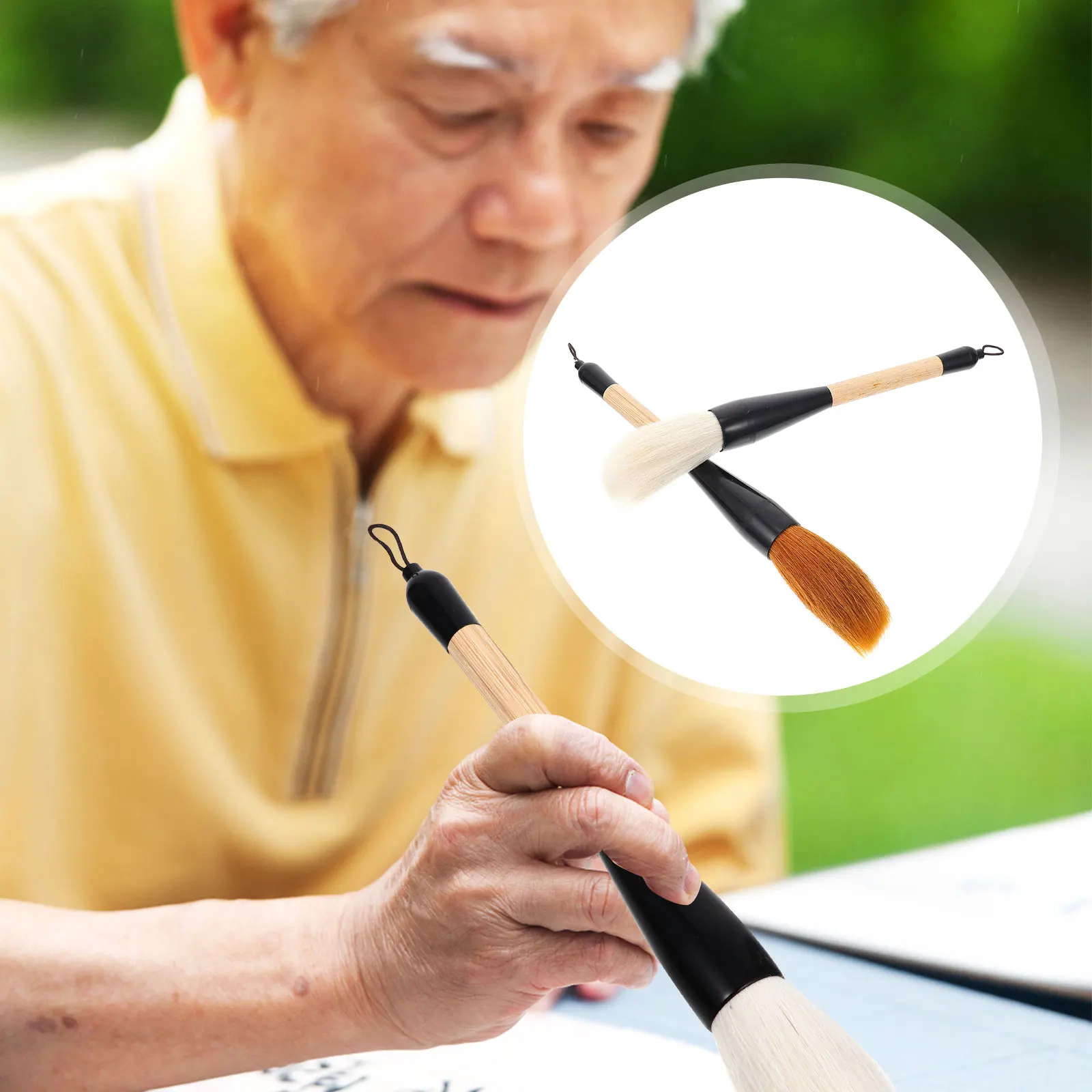 

2 Pcs Sheep Hair Wolf Heroic Pen Calligraphy Brush Goat Writing Art Stationary Chinese Painting Set