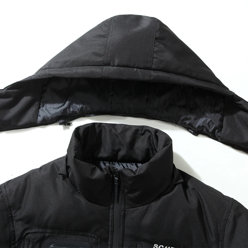 Jaqueta de inverno para baixo casaco de inverno quente com capuz de pato branco para baixo anorak homens parka meados longo destacável casaco de