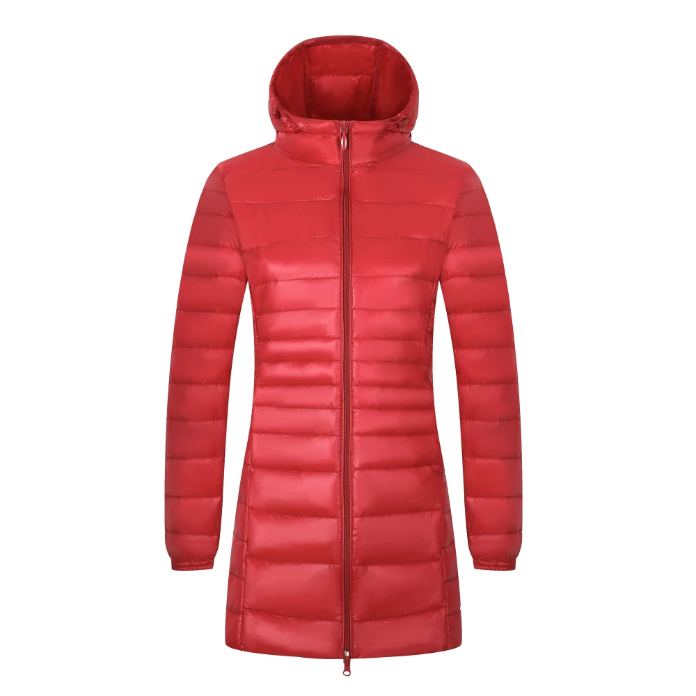 Ladies Long Warm Down Coat with Portable Storage Bag Women Light Down Jacket Women\'s Overcoats Hip-Length  High Street