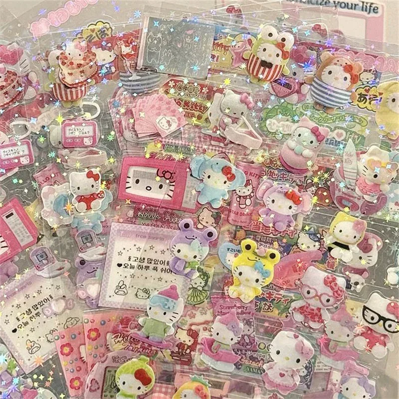 5Pcs Rilakkuma Film Cutting Stickers for High Appearance Duty Series Bear Hello Kitty Cute Cartoon Account Material Diy Stickers