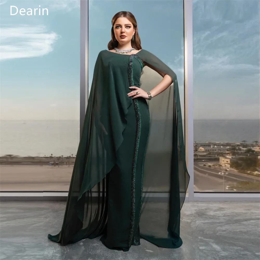 

Customized Saudi Arabia Dearin Scoop Neckline Column Floor Length Skirts Tulle Sequin Bespoke Occasion Dresses Formal Gown Eveni