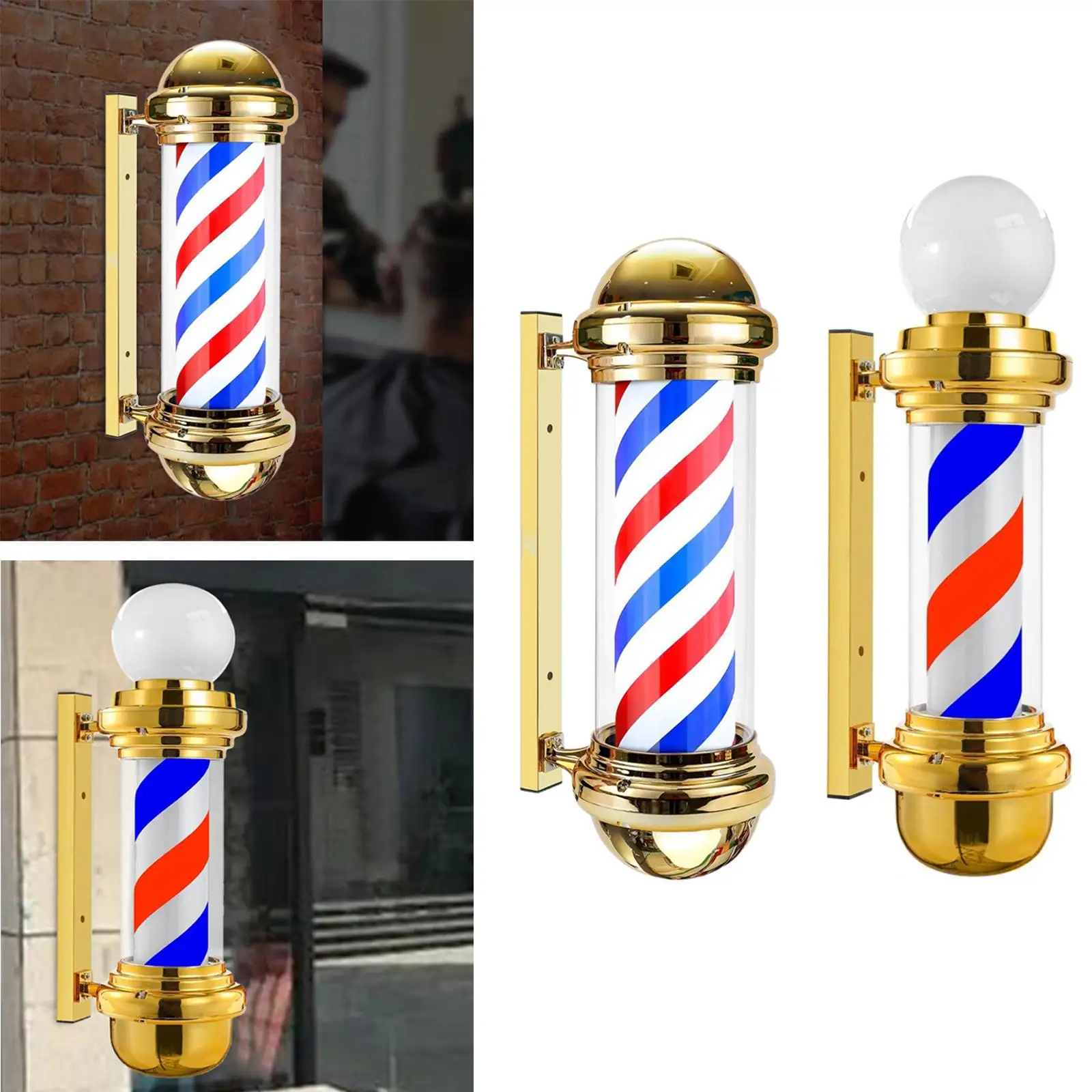 Barber Light Pole Open Sign Stripes Classic Sign Illuminating Barbershop Rotating Light Fixture for Outdoors Hair Salon Outside