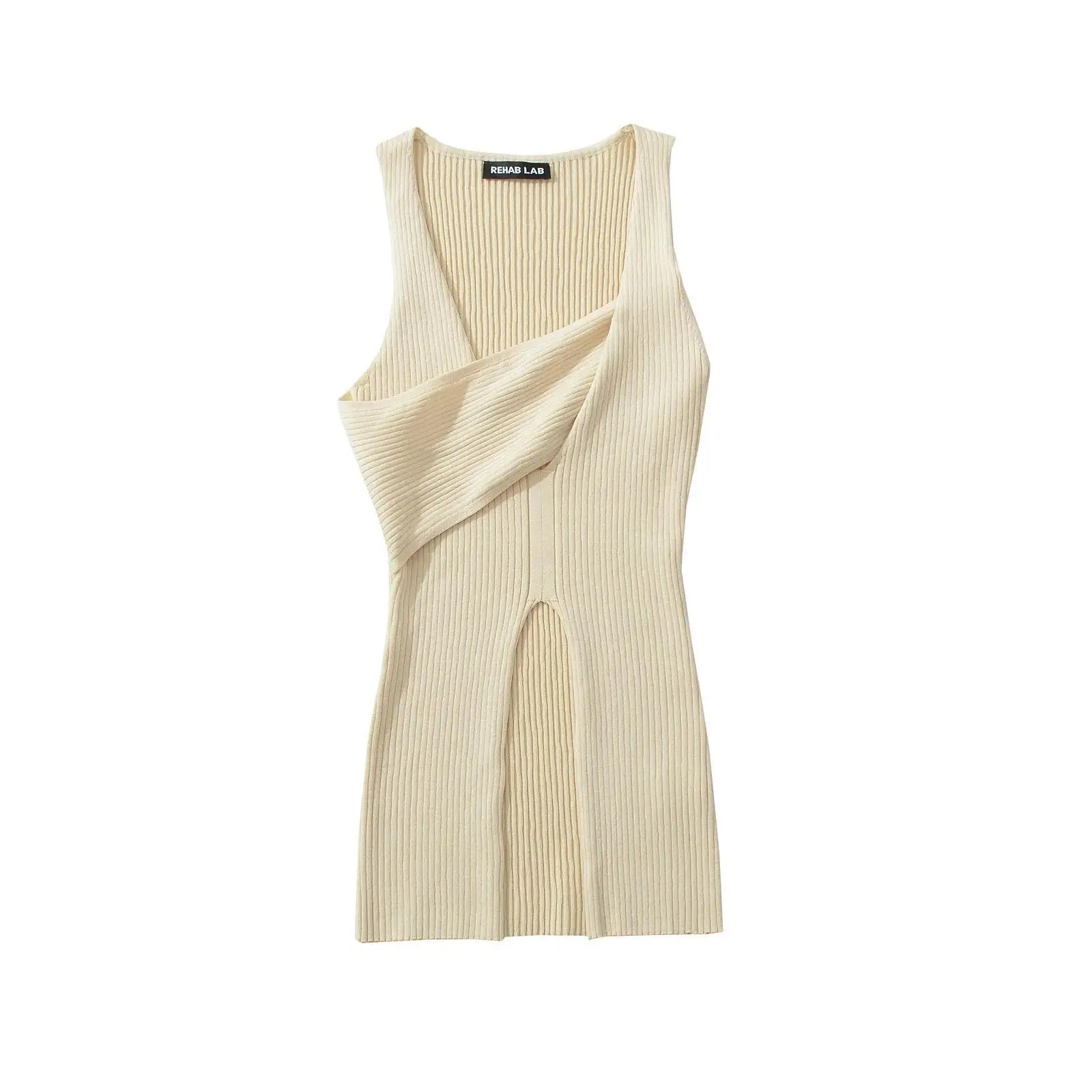 سترة صيفية محبوكة سترة متقاطعة مربعة الشكل بلوفرات رفيعة مرنة