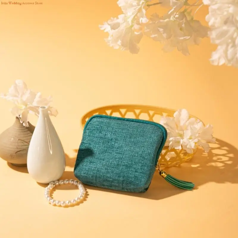 

G92D Fashionable Tassels Closure Jewelry Bag Lightweight Travel Friendly Accessories Organizers