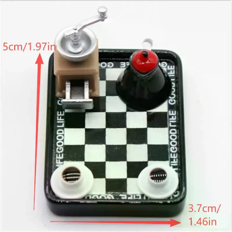 دمية مصغرة صانع القهوة طاحونة أبيض وأسود متقلب عشاء مجموعة أطباق نموذج لديكور بيت الدمية التظاهر اللعب اللعب