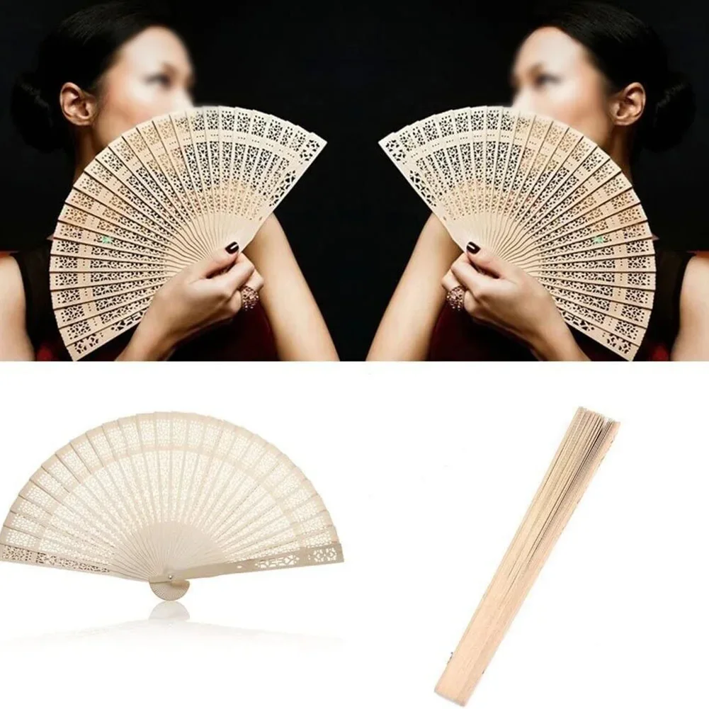 Folding Hand Held Fans Sandalwood Ladies Plain For Wedding Wooden Fan Hot Small Pocket  Decorative Fans