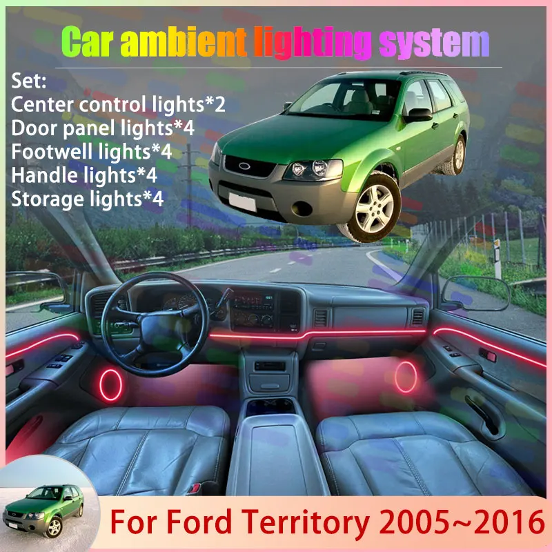 

For Ford Territory 2005~2016 2006 2007 2008 2009 2/18 in 1 Car Atmosphere Light Lamp RGB Shade Ensemble Streamer Atmosphere Set