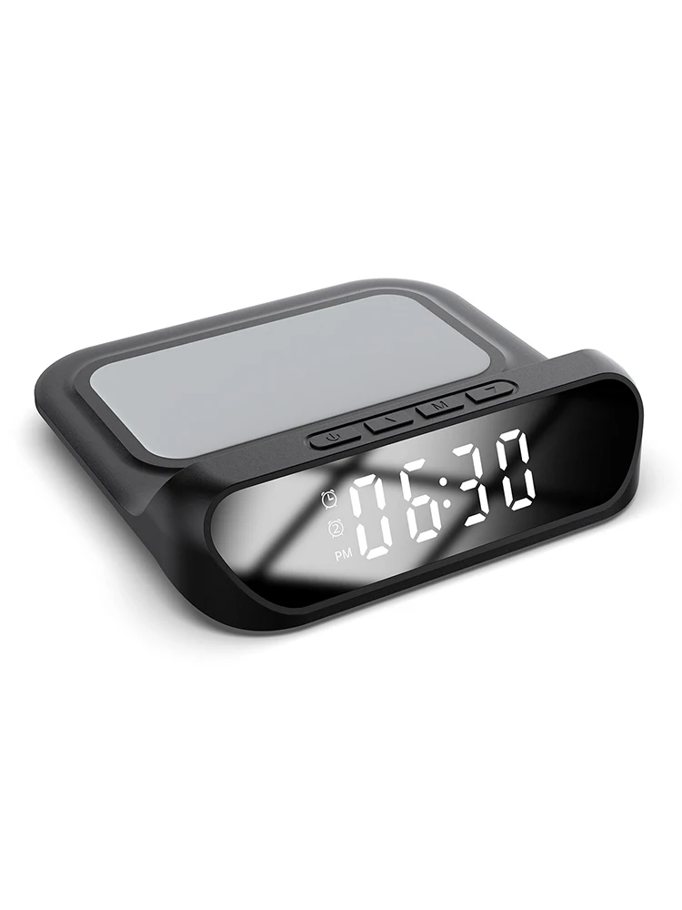 Desktop Clock Alarm Clock Cell Phone Wireless Charger, Digital Display 2-in-1 Clock Wireless Charger, One Put and Charge