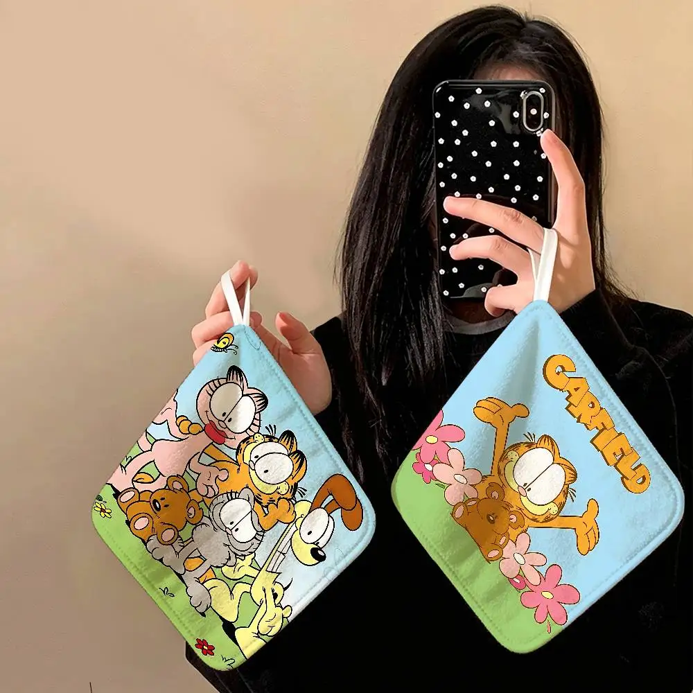 Anime G-GarfieldS-s Cat Polyester Cotton Hanging Kitchen Towel, Soft Hand Wiping Towel, Reusable for Kitchen Bathroom Home