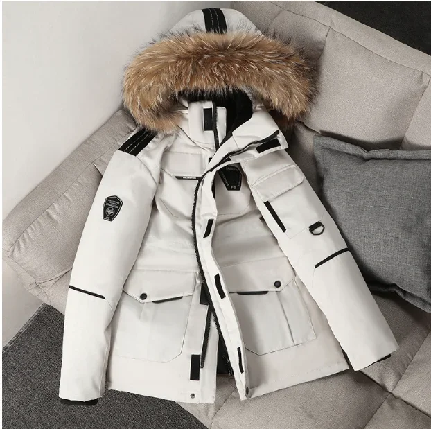 Winter new men\'s down jacket high quality white down jacket youth thick cargo lovers coat 4XL