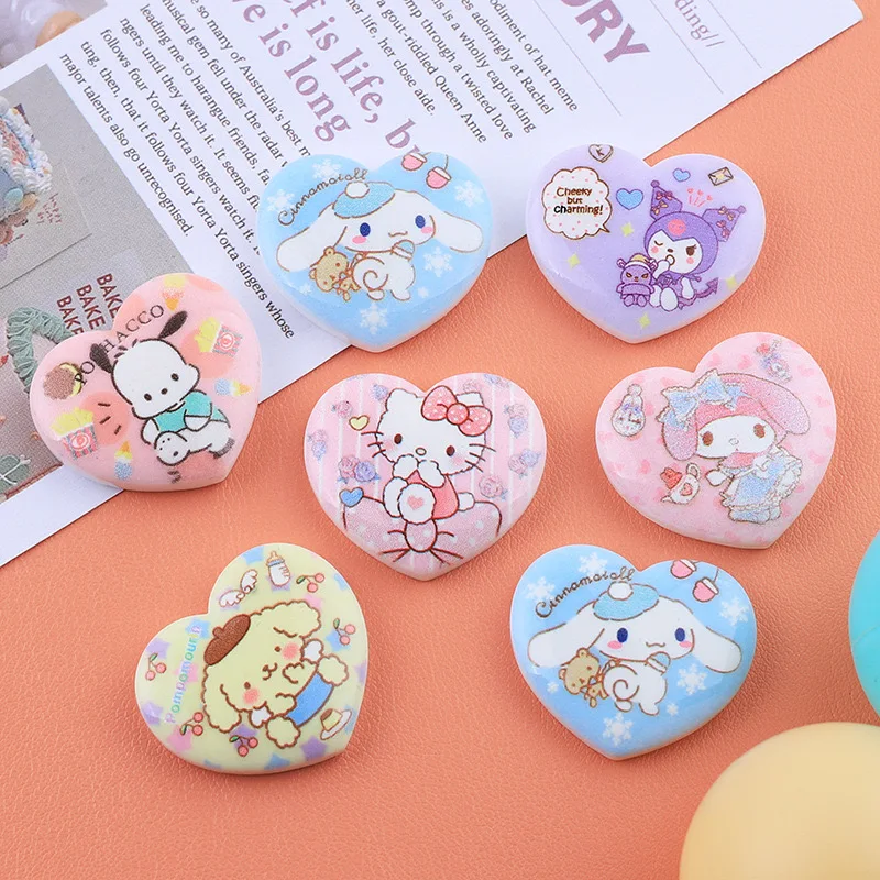 10 Pcs New Peach Heart Kawaii Cartoon kitten Anime Characters Resin Scrapbook Diy Jewelry Bow knot decorate Hairpin Accessories