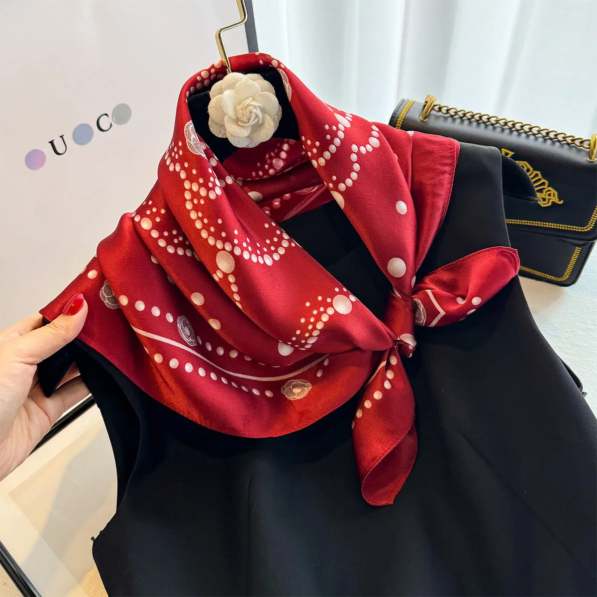 

Шарф из 100% чистого шелка, женская повязка на голову с принтом, пончо, платок, женская бандана, шарфы, хиджаб, шаль, квадратный головной платок