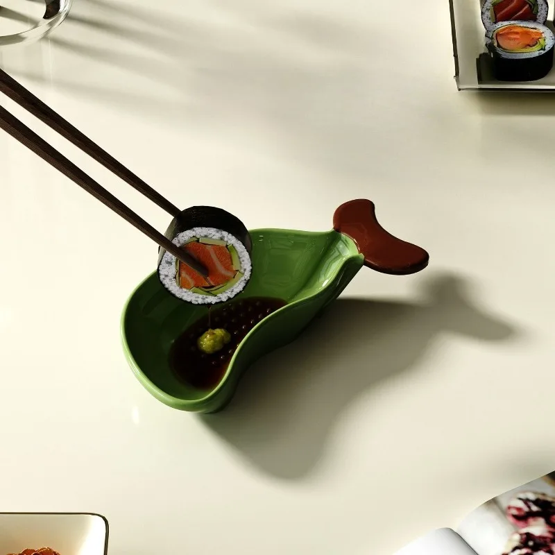Banana Grinding Dipping Plate Ceramic Seasoning Household Hot Pot Barbecue Soy Sauce Vinegar Bowls Cute Chopstick Rack Tableware