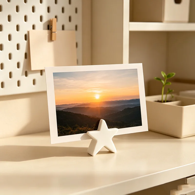 2Pcs Five-Pointed Star Photo Holder 3D Printed Simple Desktop Card Note Stand Ins Style Home Photo Display Base