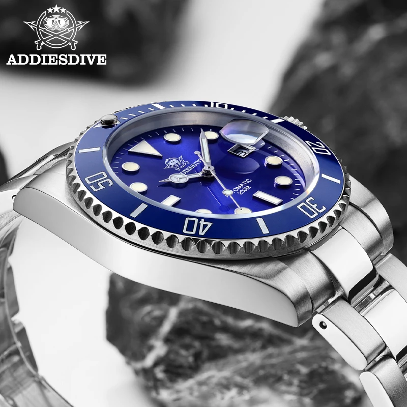 

ADDIESDIVE New Water Diver Watch For Man Luxury Sapphire Glass Calendar Waterproof 200m Luminous Automatic Mechanical Watches