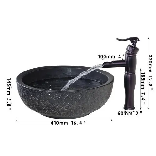 Monite ORB Black Basin Tap Bathroom Sink  Washbasin Ceramics Hand-Paint Lavatory Combine Brass Set Faucet Mixer Tap