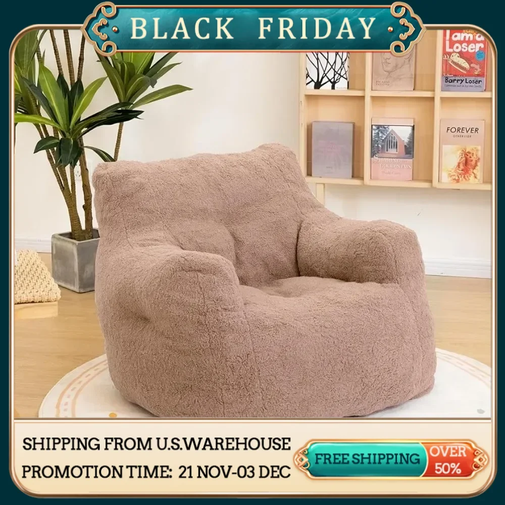 

Fluffy Lazy Sofa Furniture Bean Bag Sofa With Tufted Soft Filling Puff Nest Comfortable BeanBag Chair With Memory Foam Sofas