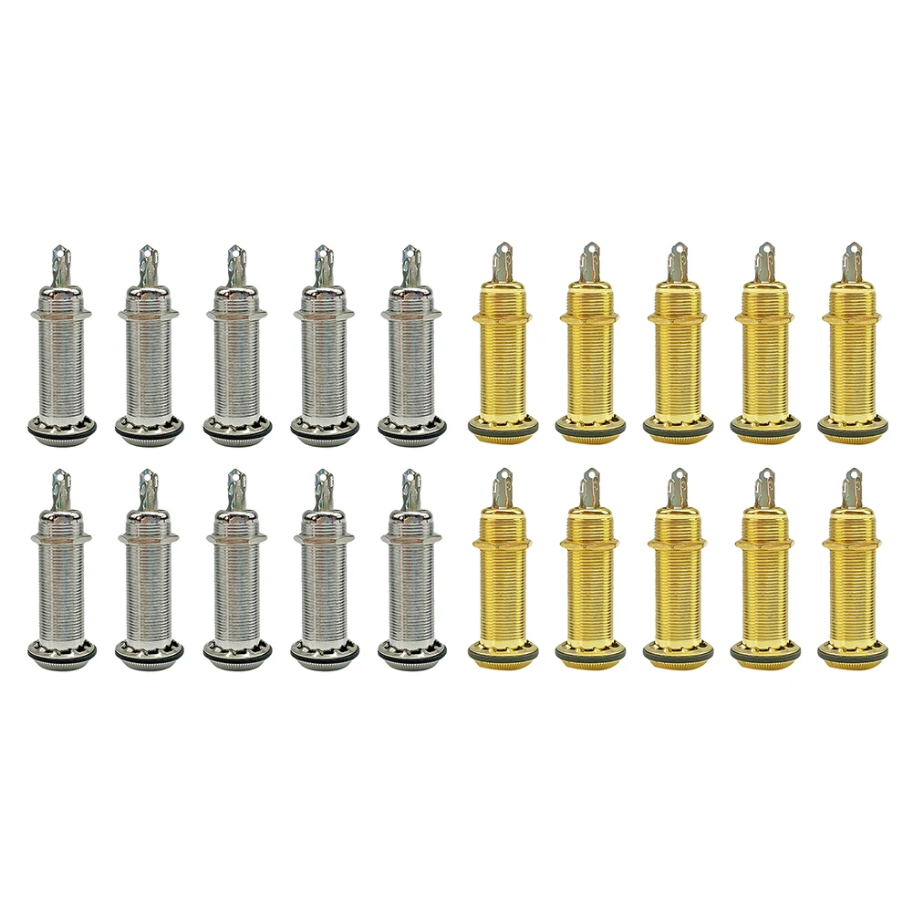 

10Pcs Barrel Type Cylindrical Input Jack Plug Socket 6.35mm Threaded Cylinder Output Jack Electric Guitar Bass Parts