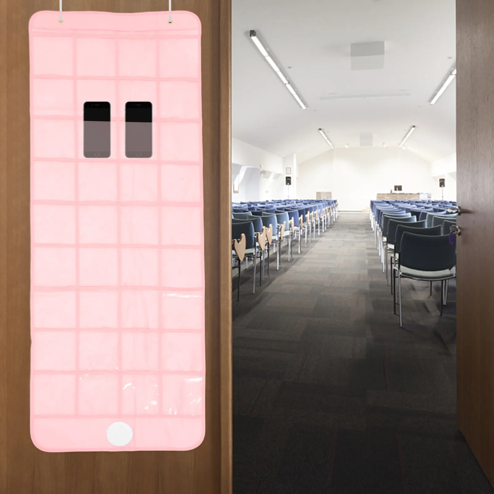 Hanging Phone Pocket Organizer Over Door Classroom Cell Phone Storage Bag for Library Calculator Wall