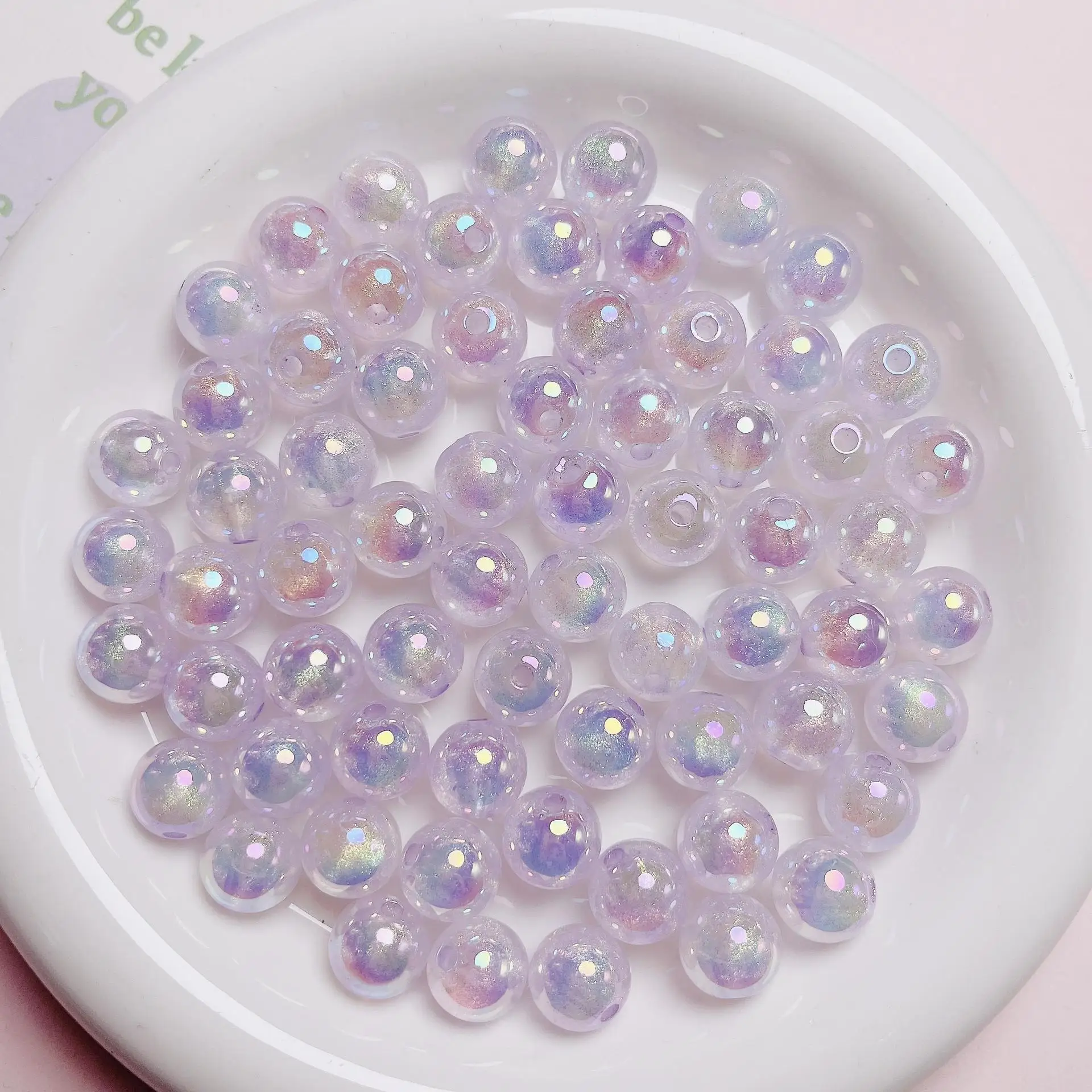 10Pcs High Quality Transparent Glitter AB Colors Acrylic Beads DIY for Bracelet Necklace Jewelry Ideas Making