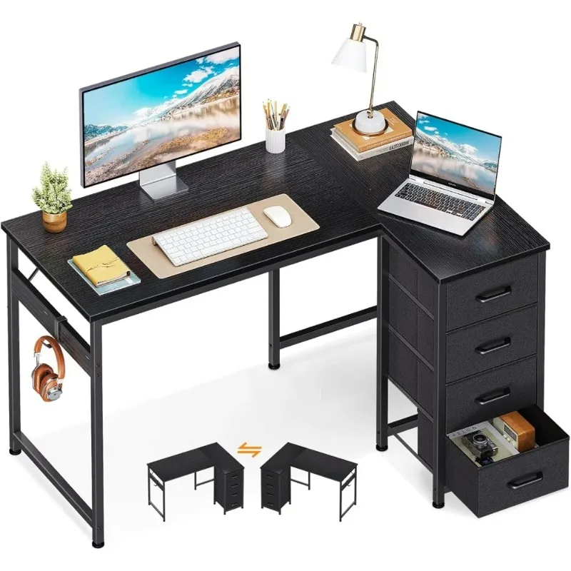 L Shaped Desk with 4 Drawers, 40