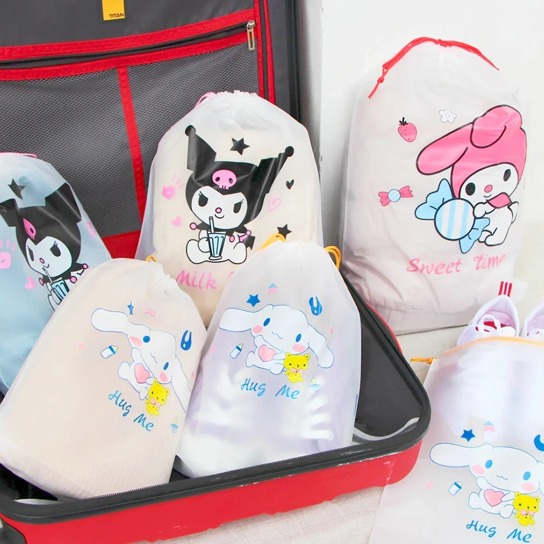 4pcs Anime Sanrios Travel Storage Bag Kuromi MyMelody Cinnamoroll Pochacco Kawaii Portable Underwear Shoes Dust Organizer Pocket