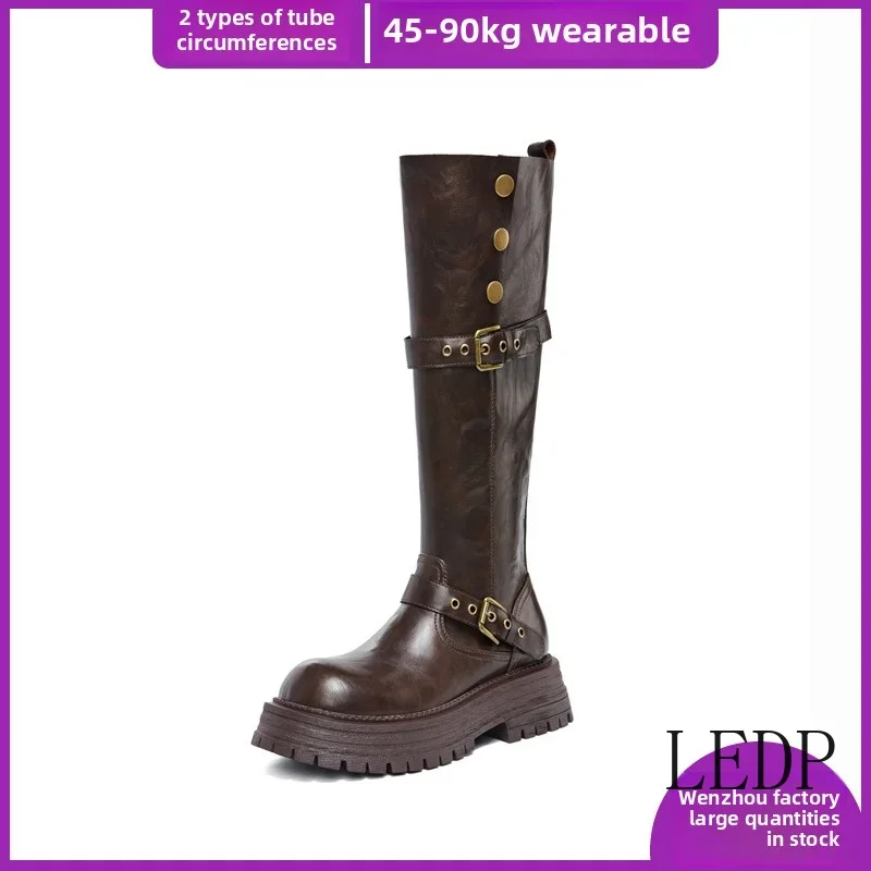 

Brand Luxury Platform Knee High Boots Leather Women Shoes Designer New Goth Chelsea Boots Fashion Snow Long Botas Mujer