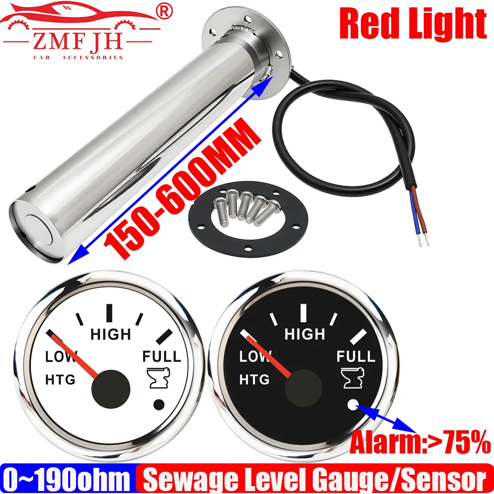 

ZMFJH 0-190 Ом, 52 мм, удерживающий датчик бака с мигающей сигнализацией, красный свет, 150-600 мм, датчик уровня сточных вод, авто, лодка, измеритель отходов HTG