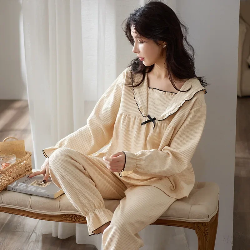 Sleepwear Women's Clothing Suits Autumn Thin Home Soft Simple Cozy Leisurely Slim Loose Fit Casual Breathable Cool Vintage Sweet