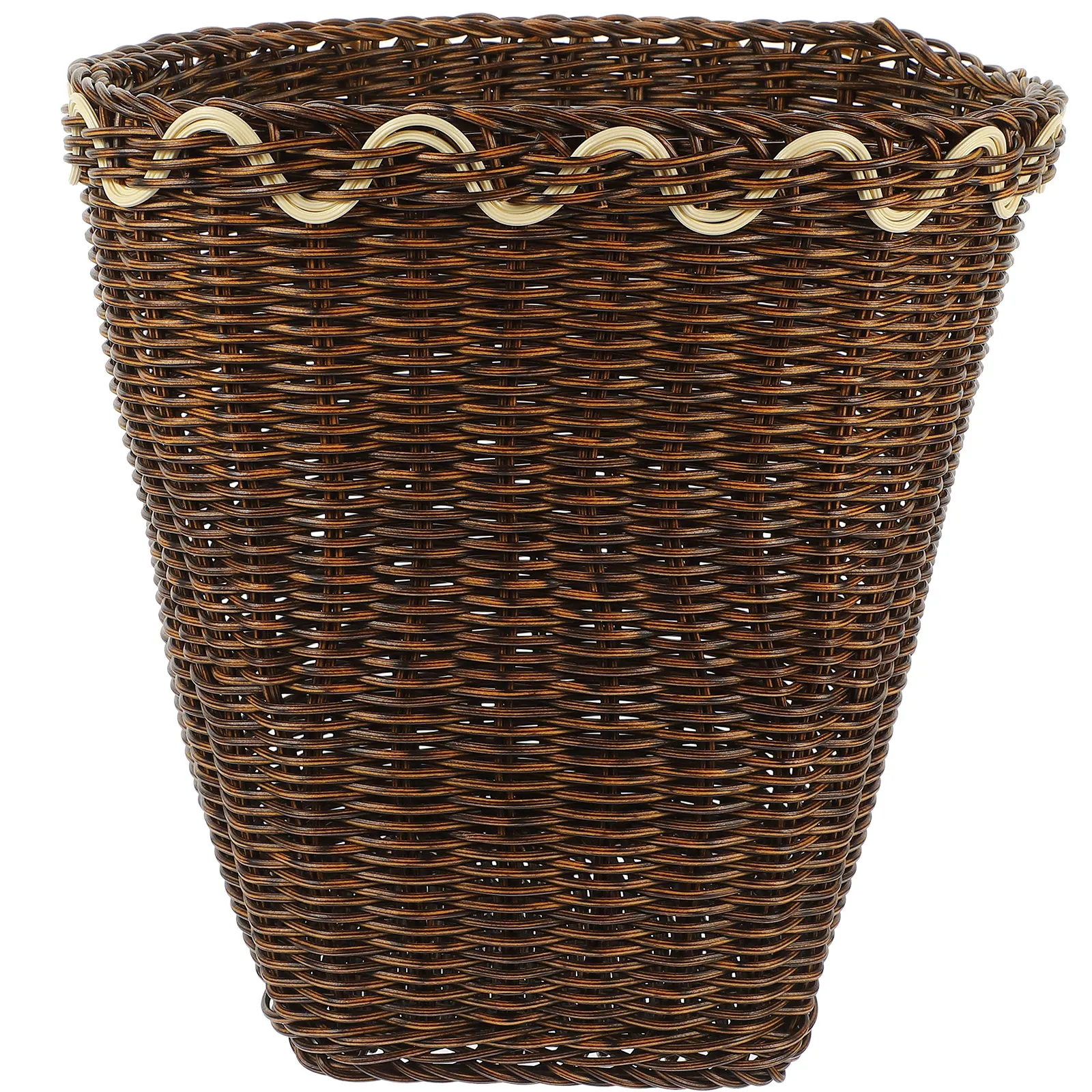 

Trash Bin Desktop Wastebasket Pink Storage Basket Office Bathroom Woven Bucket Trash Holder Garbage Container Home