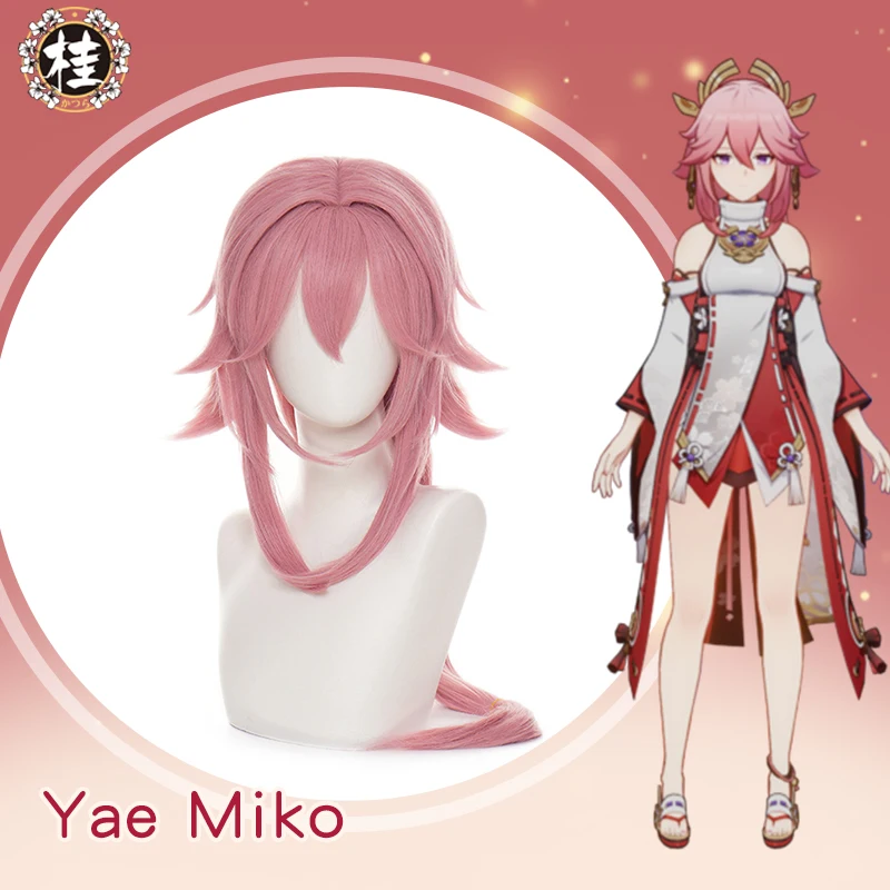 

UWOWO Yae Miko Cosplay Wig Genshin Impact Inazuma Yae Miko Cosplay Hair 80cm Pink Long Hair Heat Resistant Halloween Cosplay Wig