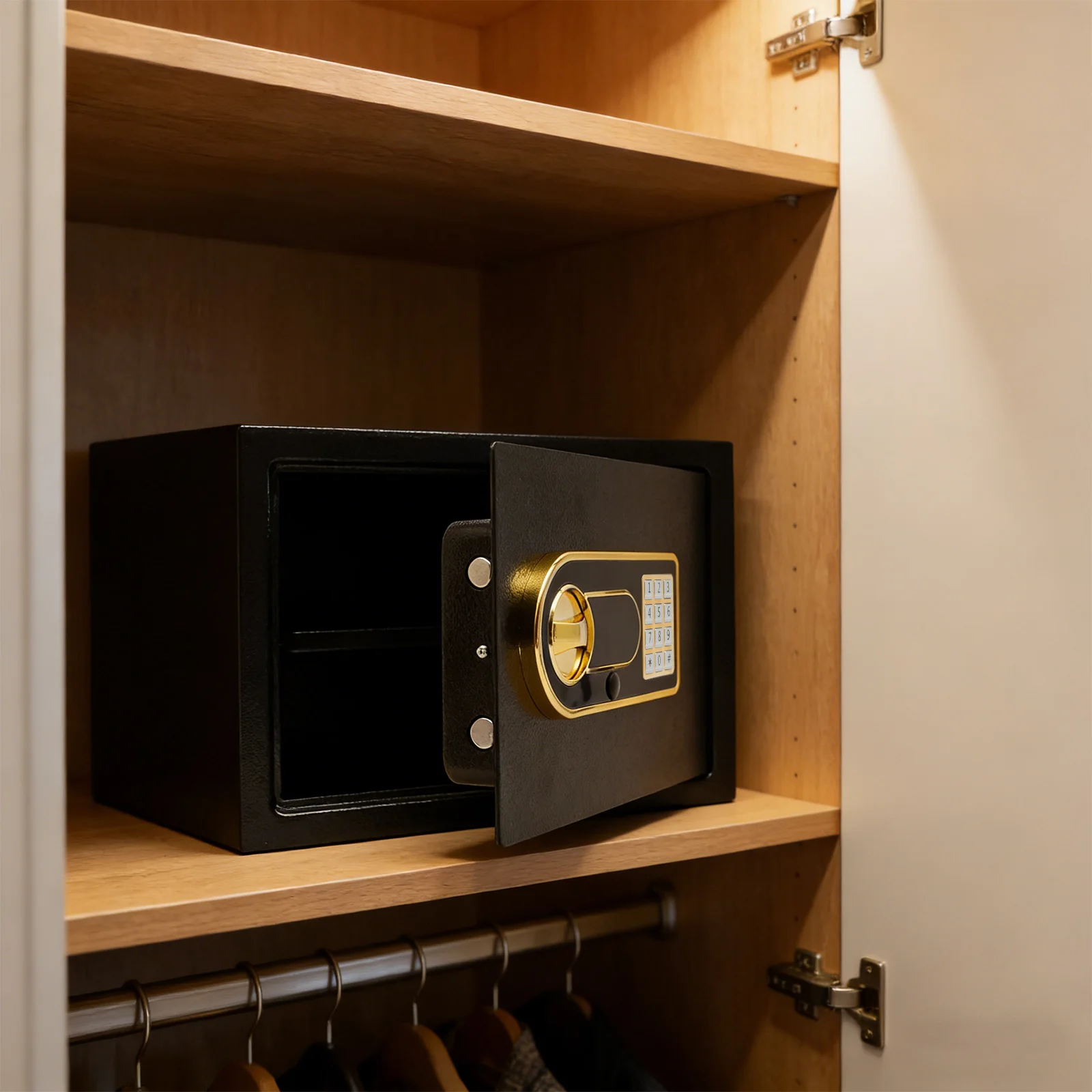 Coffre-fort, coffre de sécurité, coffre-fort domestique de 22 L, capacité de 4,84 gallons, acier Q235B, accès par clé et mot de passe, pour objets de valeur, bijoux, documents
