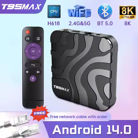 T95 Max Smart TV Box Android 14 8K Dual Band WiFi 2.4G/5G Bluetooth 5.0 Streaming Media Player Set Top Box for Google Netflix
