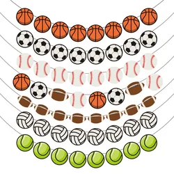 Sport Theme Party Banner Football Basketball Hanging Paper Garland Kids Boys Happy Birthday Party Decoration Favors Supplies