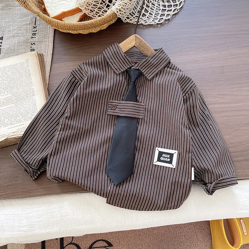 Autumn Spring Kids Boy Fashion Cartoon Clothing Set Kid Suits Strips Shirt Pants 2pcs/set Children Clothes Set 1 2 3 4 5 Year