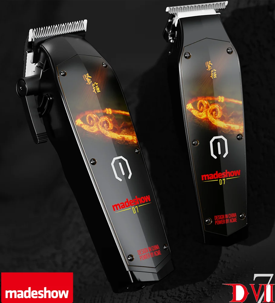 D7 MadeShow (M10+M11) Men\'s Professional High RPM Cordless Hair Clipper Trimmer Set Barber Shop Hair Salon Barber Machine