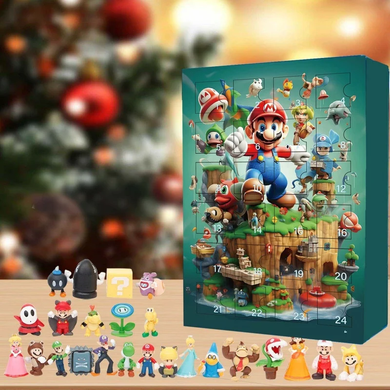 New Super Mario Bros 24 Dolls Christmas Advent Calendar Random Figures Anime Figure Decoration Kid Toy Birthday Christmas Gifts