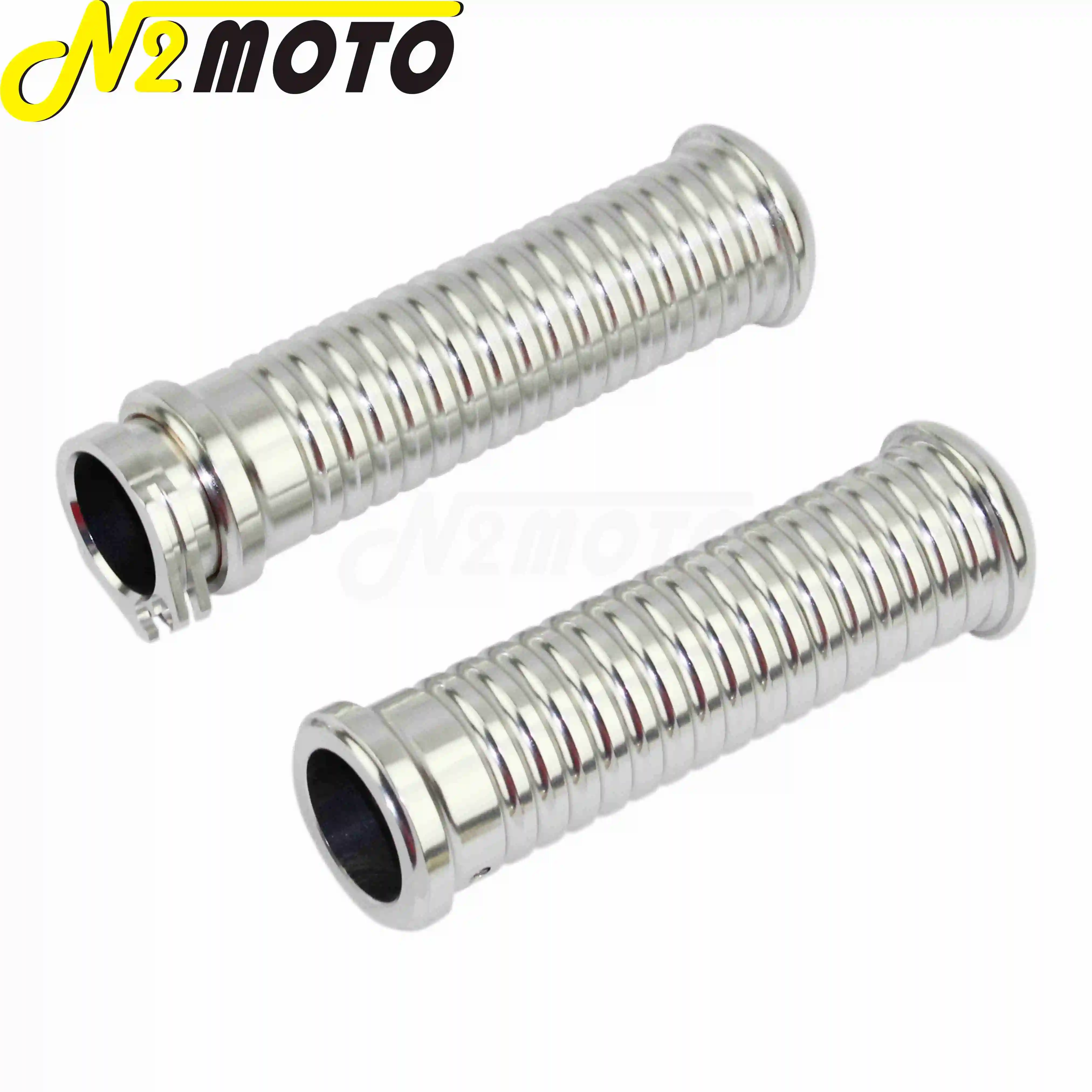 Vintage Sliver CNC Aluminum 25mm Motorcycle Handlebar Grip for Harley Custom Bobber Chopper Cafe Racer Hand Grips