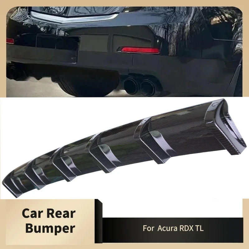 Car Rear Bumper Diffuser Lip For A-cura RDX TL Splitter 6-Fins Shark Spoiler Wing Scratch Protector Body Kit Gloss Black