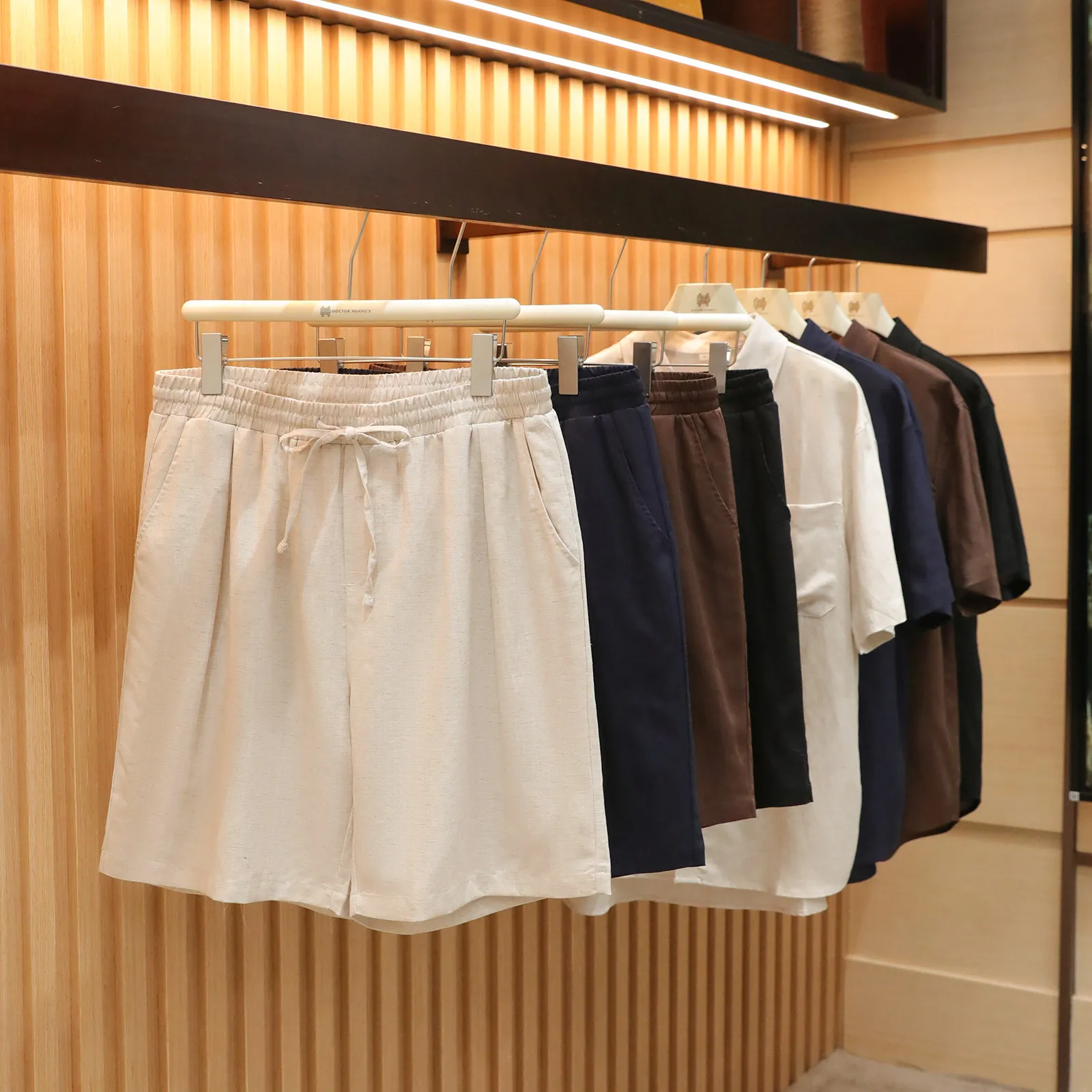 2026 summer new men's old money style retro lazy wind cool feeling linen outdoor sports shorts