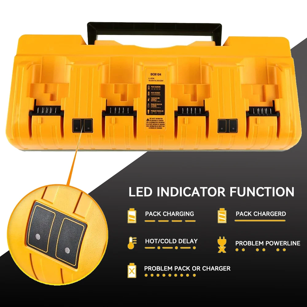 DCB104 Fast Charger for DeWalt 12V-18V Four-port Lithium Battery Simultaneously DCB204 DCB205 DCB127 DCB105