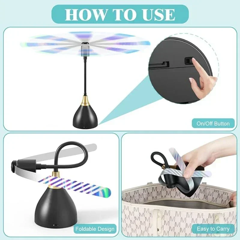2/3pcs Fly Fans For Tables Effective Fly Repellent Fan Keeps Flies Away With Soft Blades USB Picnic BBQ Party Fly Fans