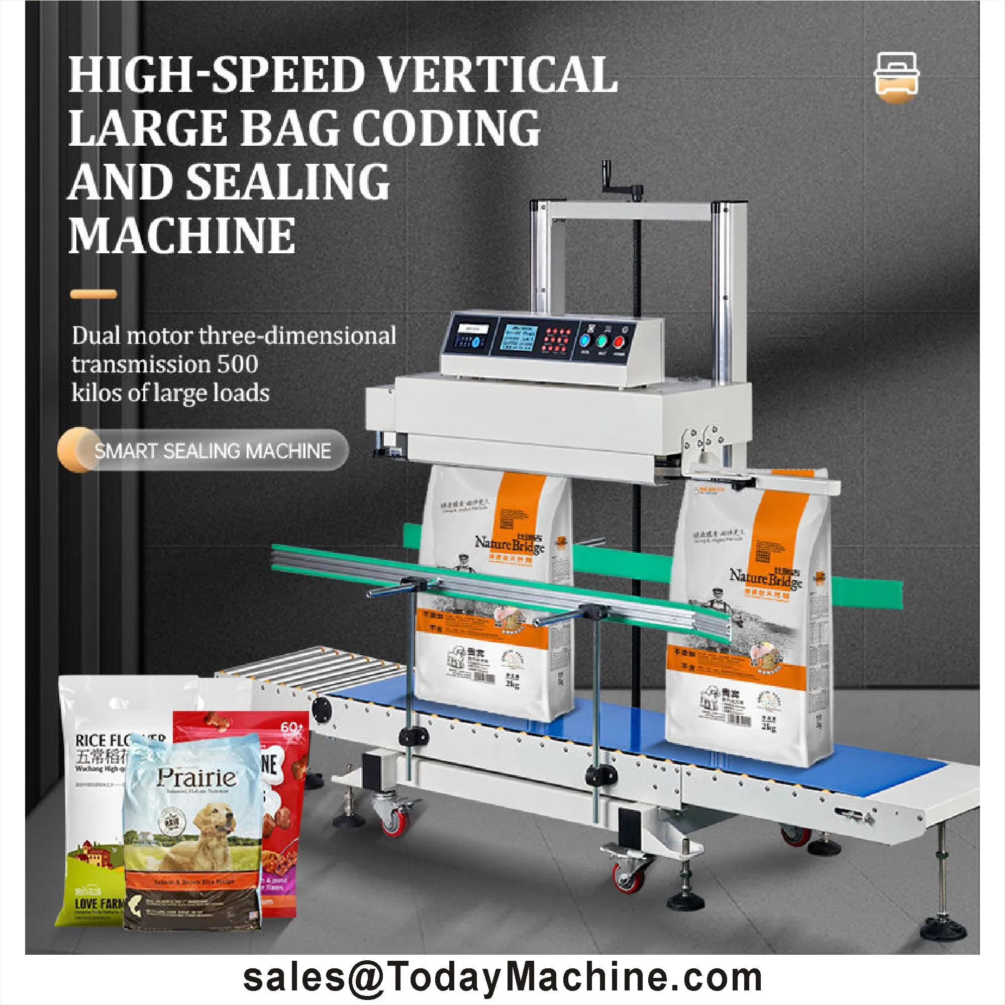 Continuous Band Sealer With Date Printing Vertical Horizontal Dual-purpose Plastic Foil Pouch Sealing Machine for Food