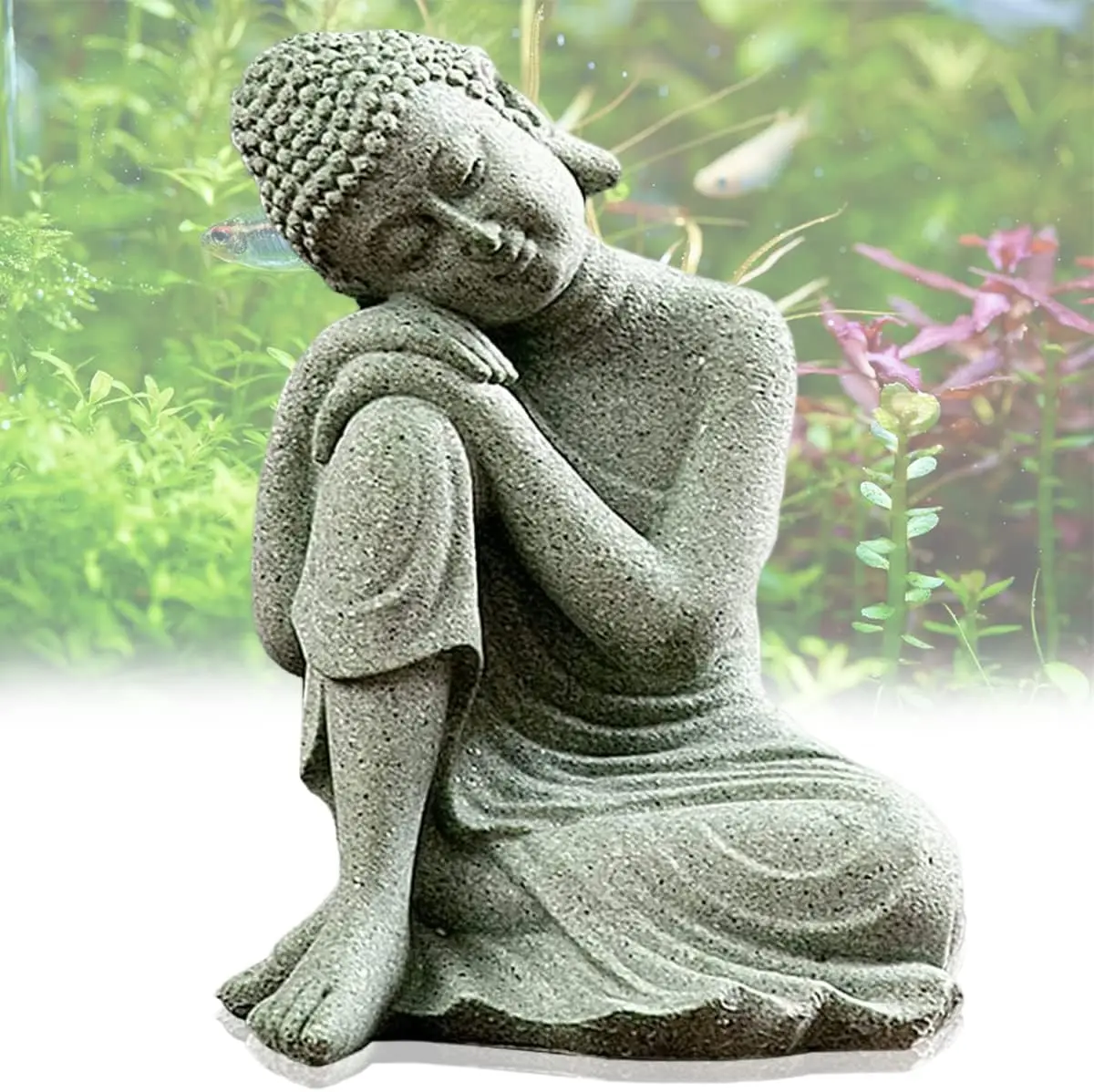 

Livelyfish Buddha Statue Meditating Natural Sandstone Buda Sculptures Ornament Under Fish Tanks Aquarium Decorations Zen