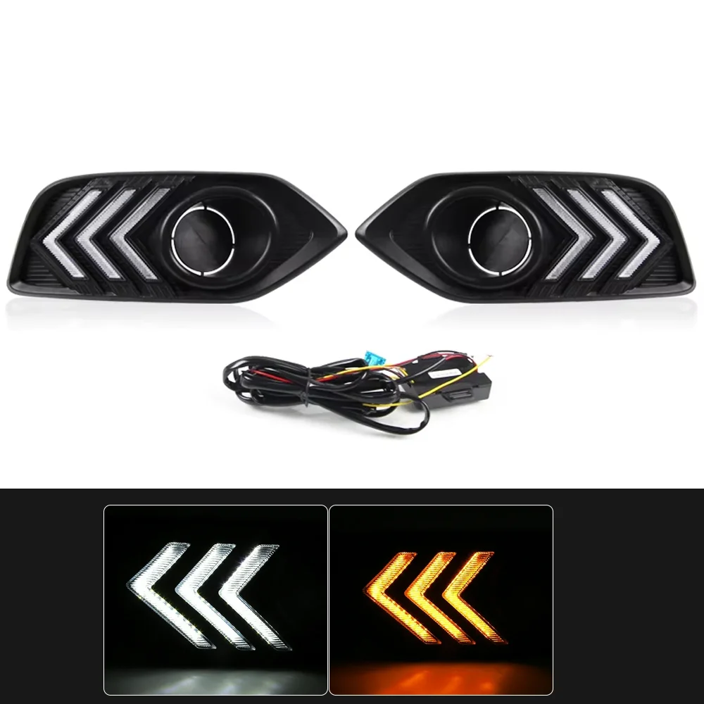 Front Bumper Dual‑Color LED Daytime Running Light DRL Compatible With Honda HR‑V 2019‑2022 White Day Lamp and Amber Turn Signal