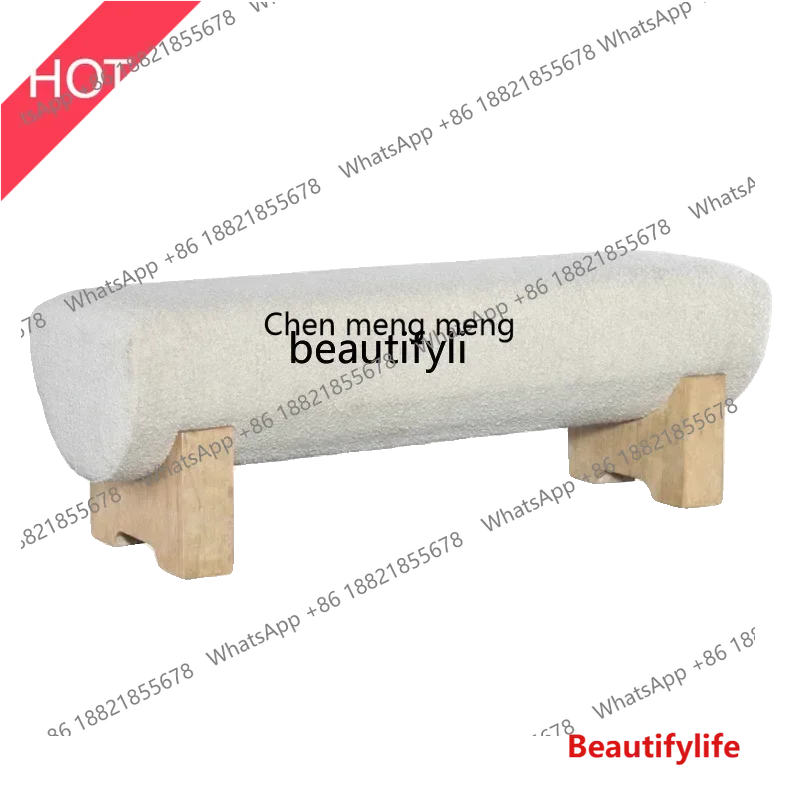 

A32 Nordic simple solid wood shoe changing bench living room, homestay and club rest bench fabric bedroom bedside stool