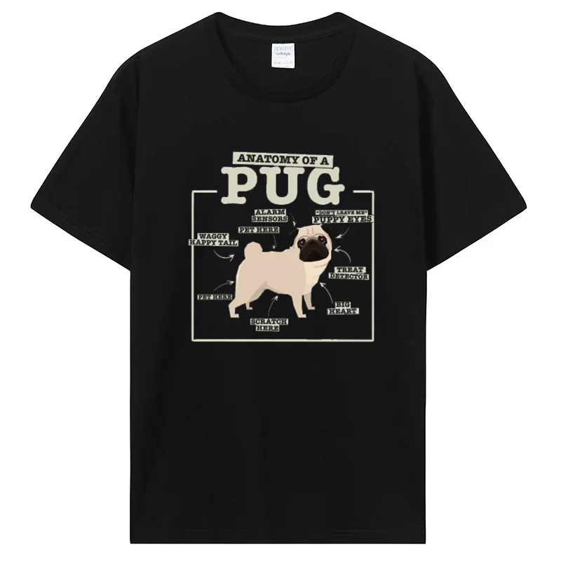 

heavyweight Casual Pug T-Shirt Anatomy Of A Pug TShirt Fashion Fitness Cotton Tops Summer Men's Clothing Oversized Unisex Tees