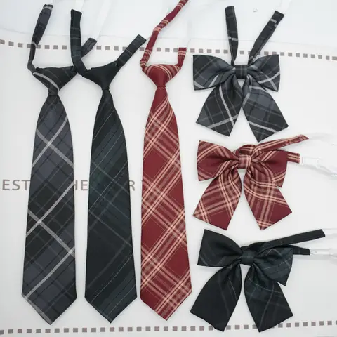 Trendy JK Ties Bowtie Women College Student Collar Neckwear Daily Shirt Accessories Cotton Plaid Bowknot Lolita Girls Lazy-tie