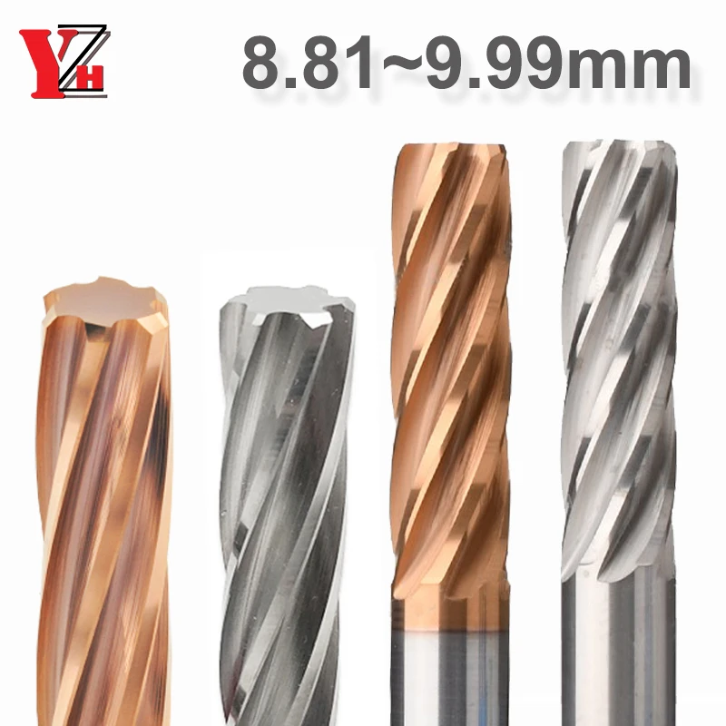 

YZH 8.81mm~9.99mm Carbide Machine Reamer HRC50 HRC60 Tolerance +0+0.005 Spiral Groove Harened Steel Metal Cutter CNC Inner Hole