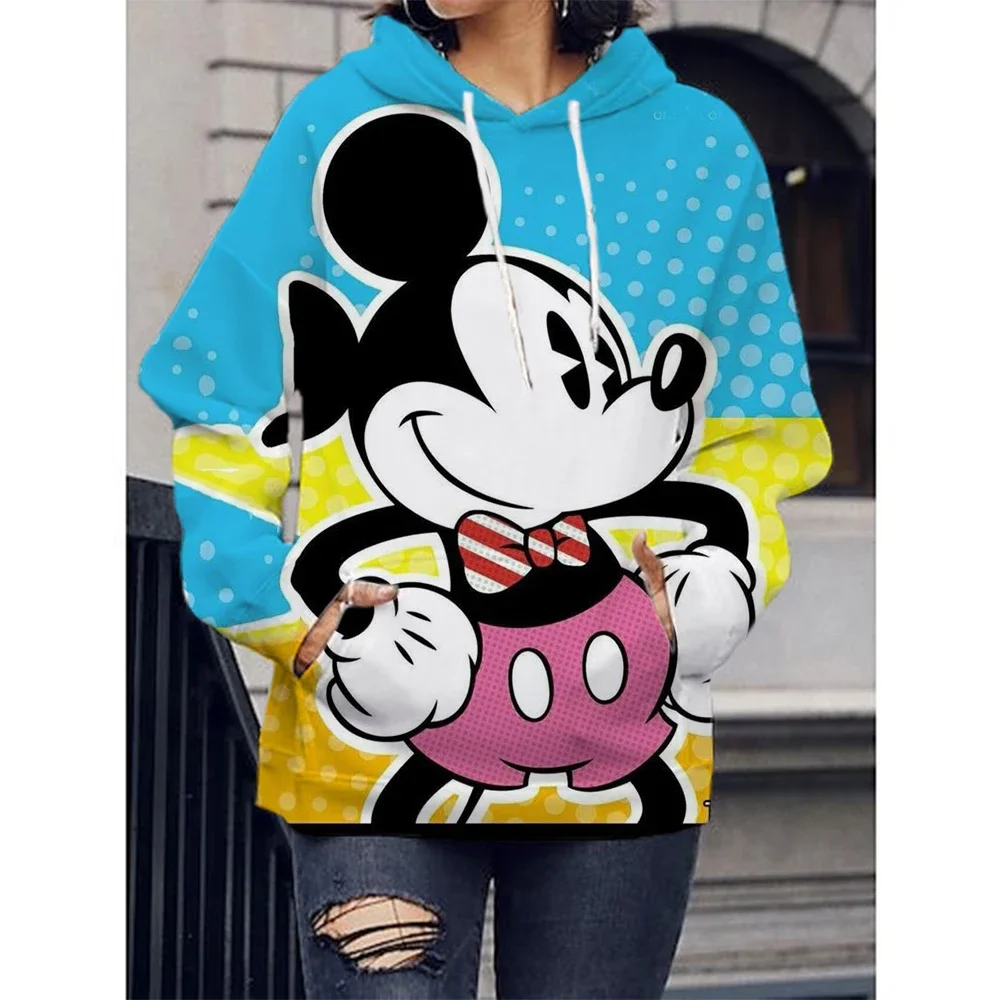 Disney Autumn Winter Women Merry Christmas Hoodie Fashion Clothing Cartoon Mickey Mouse Hooded Coat Pullover Casual Streetwear